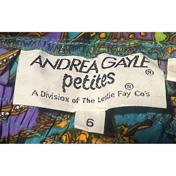 Vintage￼ Pleated Midi A Line Skirt ￼abstract Glam Design Andrea Gayle Size 6 - Picture 5 of 10